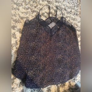 Navy blue lace trimmed tank